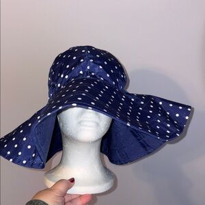 Sage & Emily Reversible Wide Brim Hat Travel Blue Polka Dot OS
